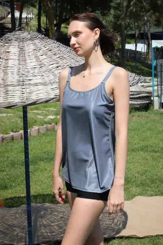 Angelino Женское платье-танкини с шортами, серое, 36001 - 5