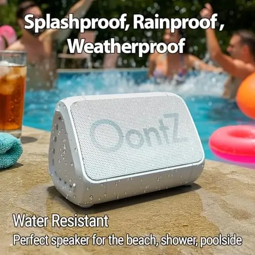 Angle Solo Portable Speaker - IPX5 Water-Resistant 5.0 Bluetooth Speaker with 100Ft Wireless Range and up to 10Hrs Playtime by OontZ (White) - 4