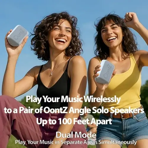Angle Solo Portable Speaker - IPX5 Water-Resistant 5.0 Bluetooth Speaker with 100Ft Wireless Range and up to 10Hrs Playtime by OontZ (White) - 5