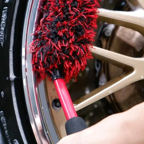 Angled Wheel Brush Kit 3 Pack- Angled Microfiber Wheel Brush, Wheel Barrel Brush, Detailing Brush Scratch Free Calipers Woolies Spoke Brush Cleans Brake Dust from Barrels & Hard to Reach Areas - oesee (1)