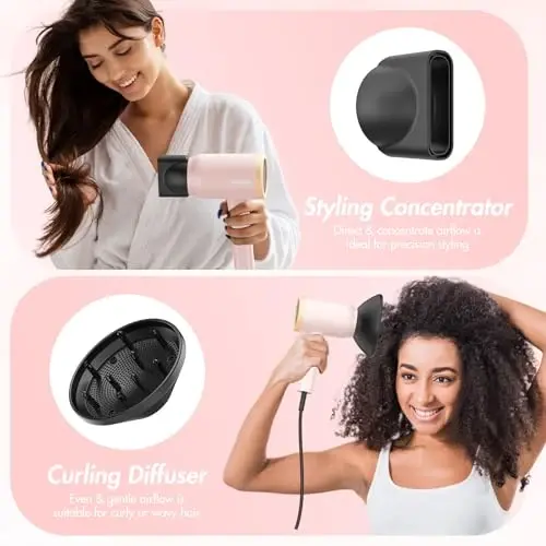 ANIEKIN Hair Dryer, 1875 Watts Fast Drying Blow Dryer with Diffuser and Concentrator, Compact Lightweight Hair Dryer for Women and Men - 5