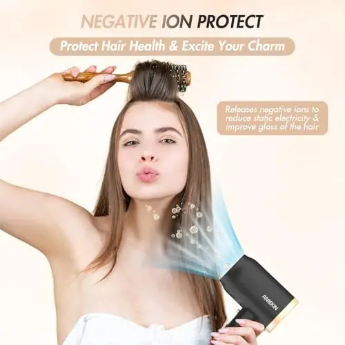 ANIEKIN Hair Dryer, 1875 Watts Fast Drying Blow Dryer with Diffuser and Concentrator, Compact Lightweight Hair Dryer for Women and Men - 3