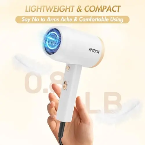 ANIEKIN Hair Dryer, 1875 Watts Fast Drying Blow Dryer with Diffuser and Concentrator, Compact Lightweight Hair Dryer for Women and Men - 6