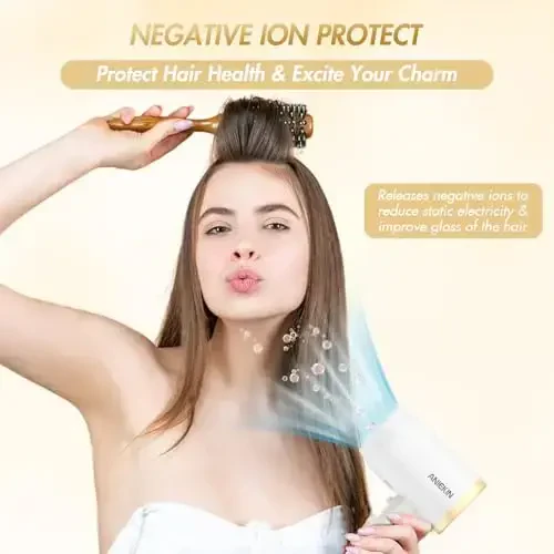 ANIEKIN Hair Dryer, 1875 Watts Fast Drying Blow Dryer with Diffuser and Concentrator, Compact Lightweight Hair Dryer for Women and Men - 3