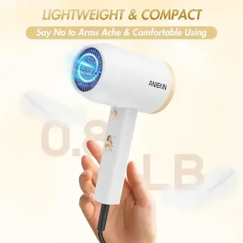 ANIEKIN Hair Dryer, 1875 Watts Fast Drying Blow Dryer with Diffuser and Concentrator, Compact Lightweight Hair Dryer for Women and Men - 6