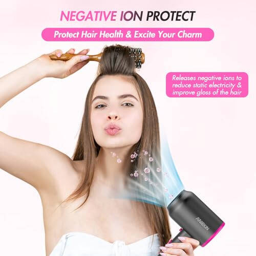 ANIEKIN Hair Dryer, 1875 Watts Fast Drying Blow Dryer with Diffuser and Concentrator, Compact Lightweight Hair Dryer for Women and Men - 3