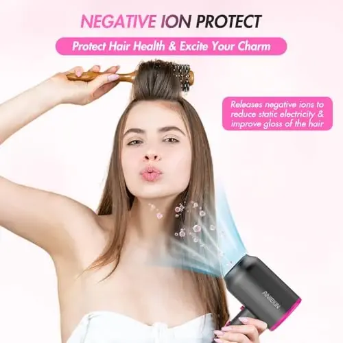 ANIEKIN Hair Dryer, 1875 Watts Fast Drying Blow Dryer with Diffuser and Concentrator, Compact Lightweight Hair Dryer for Women and Men - 3