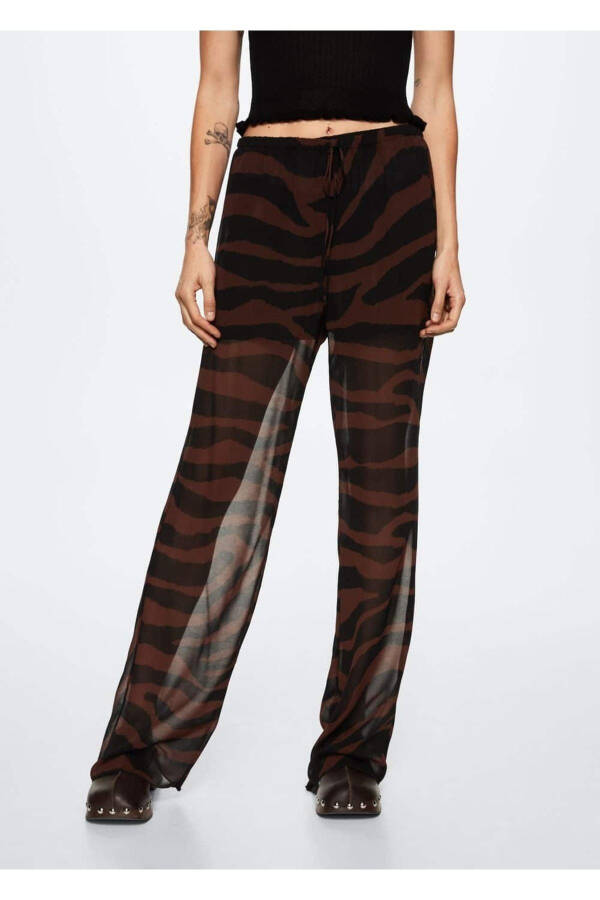 Animal Pattern Straight Leg Pants - 1