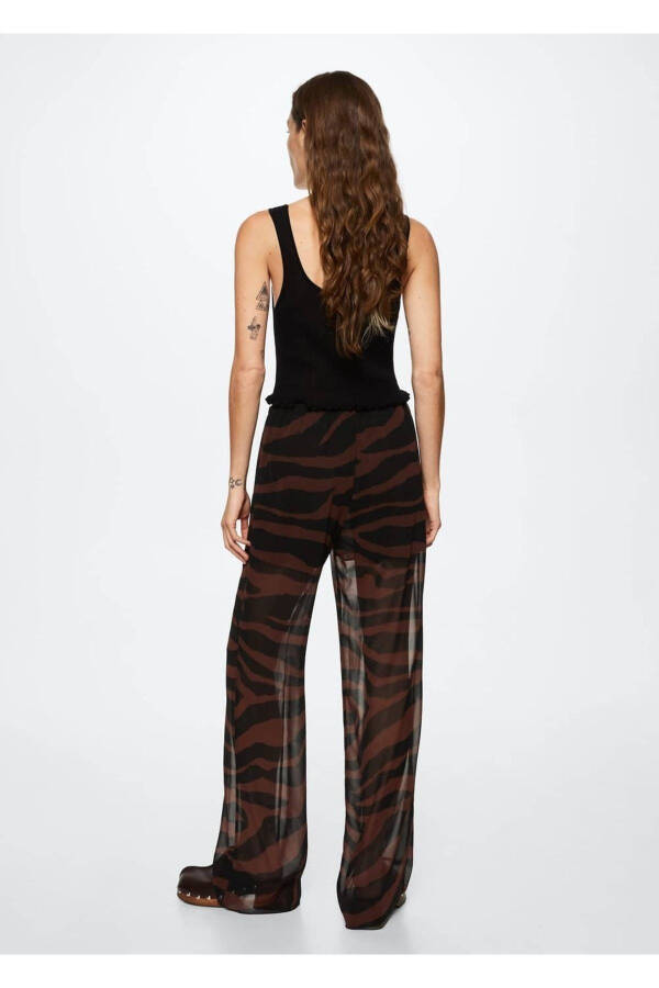 Animal Pattern Straight Leg Pants - 4