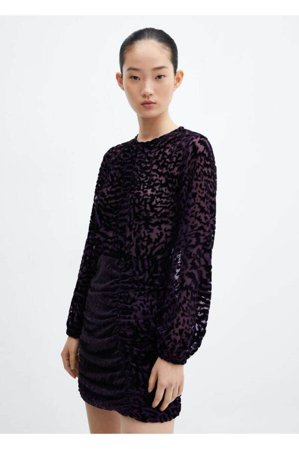 Animal Pattern Velvet Dress - 1