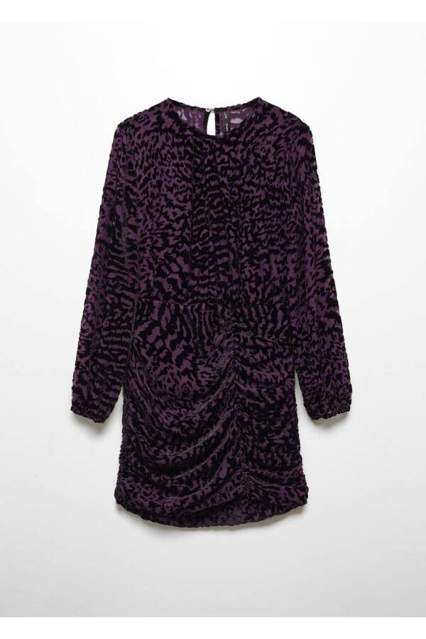 Animal Pattern Velvet Dress - 3