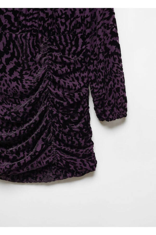 Animal Pattern Velvet Dress - 5
