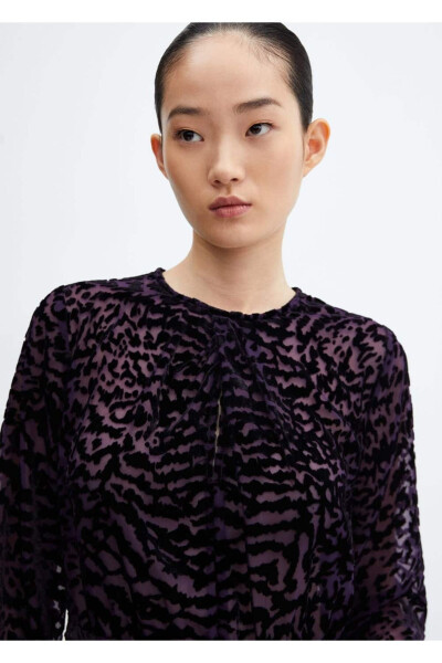 Animal Pattern Velvet Dress - 7