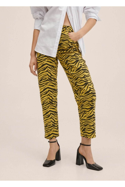 Animal Print Tapered Jeans - MANGO WOMAN