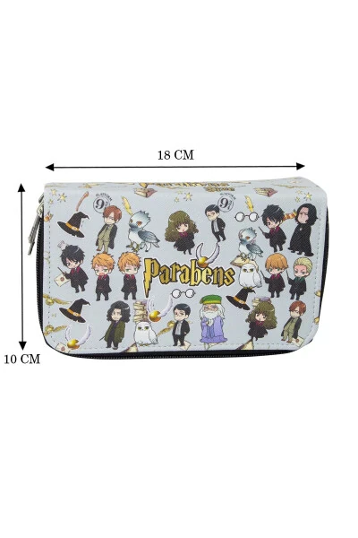 Anime-manga Harry Potter Themed Three-Compartment Vegan Leather Pencil Case - 9
