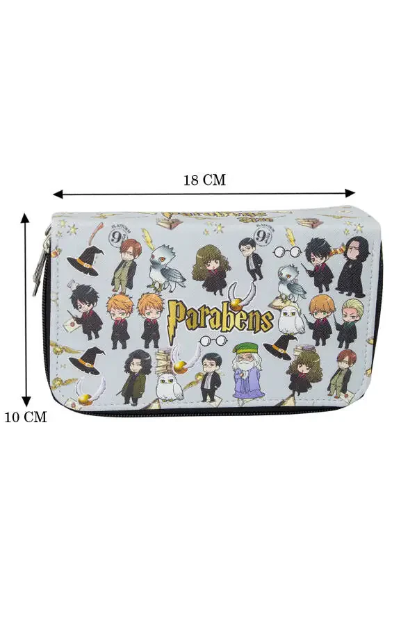 Anime-manga Harry Potter Themed Three-Compartment Vegan Leather Pencil Case - 9