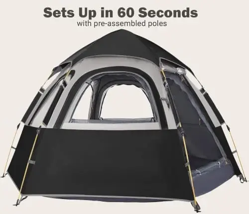 Toogh Camping Tent with Instant Setup, 2/3 Person Weatherproof Tent Easy Quick Set Up in 60 Seconds with Rainfly Backpack Tent for Family Camping & Hiking, Upgraded Ventilation,Center Height 66-inch - TOOGH (1)