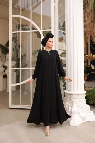 Ankanoor Medine İpeği Siyah Mevlana Ferace 145CM Anka255002 - siyah - 4