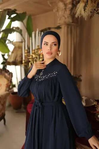 Ankanoor Robali Boncuklu Ferace Anka255016-laci̇vert - 3