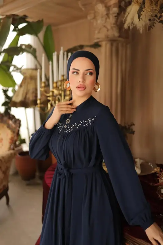 Ankanoor Robalı Boncuklu Ferace Anka255016-laci̇vert - 3