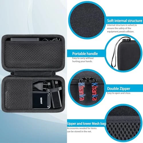 Anker 100W Zaryadlash Bazasi va Anker Prime 12,000mAh 130W PowerBank uchun Khanka Qattiq Sayohat Sumkasi almashtirish (Faqat sumka) - 4