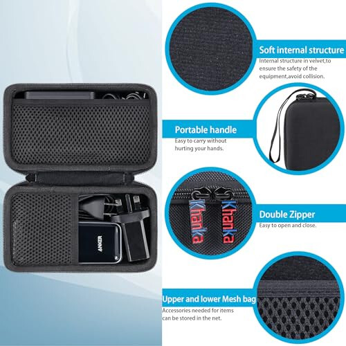 Anker 100W Zaryadlash Bazasi va Anker Prime 12,000mAh 130W PowerBank uchun Khanka Qattiq Sayohat Sumkasi almashtirish (Faqat sumka) - 4