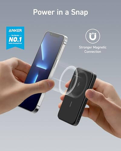 Anker 621 Магнитный Портативный Зарядный Устройство (MagGo), 5000 мАч Беспроводный Power Bank с USB-C Кабелем, MagSafe Совместимый Аккумуляторный Пакет для iPhone 15/15 Plus/15 Pro/15 Pro Max, iPhone 14/13/12 Серии - 6