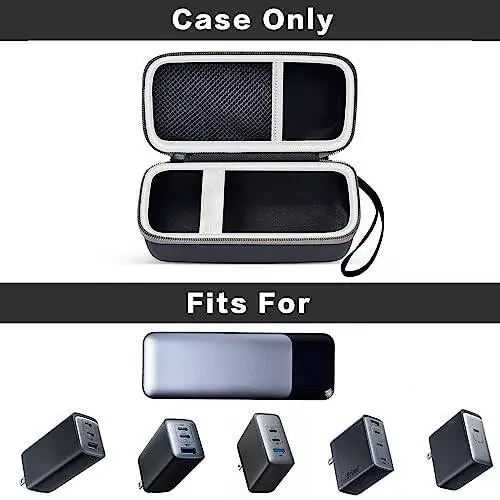 Anker 737/ 735/ 736/ 717 USB-C Ko'chma Zaryad Qurilmasi Power Bank bilan mos keladigan Qopqoq, GaN Prime Nano II AC Adaptori uchun Tez Yig'iladigan Devor PowerBank Sumkasi, Chiroqlar Simi uchun Powercore Cho'ntagi - Pushti (Qora) - 2