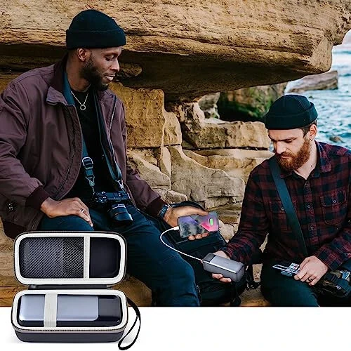 casmilee Case Compatible with Anker 737/735/ 736/717 USB-C Portable Charger Power Bank, Fast Foldable Wall PowerBank Bag for GaN Prime Nano II AC Adapter, Powercore Pocket for lights Cable - Black - 6