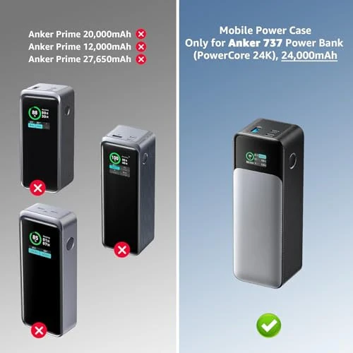 Anker 737 Power Bank (PowerCore 24K) uchun tashish sumkasi, Anker 737 24 000 mAh Power Bank uchun ko'chma sayohat saqlash sumkasi qo'shimcha to'rli cho'ntak bilan, power bank himoya qopqog'i, Oxford mato (faqat qopqoq) - Carrying (1)