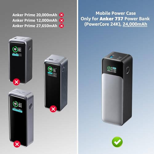 Anker 737 Power Bank (PowerCore 24K) uchun tashish sumkasi, Anker 737 24 000 mAh Power Bank uchun ko'chma sayohat saqlash sumkasi qo'shimcha to'rli cho'ntak bilan, power bank himoya qopqog'i, Oxford mato (faqat qopqoq) - 2