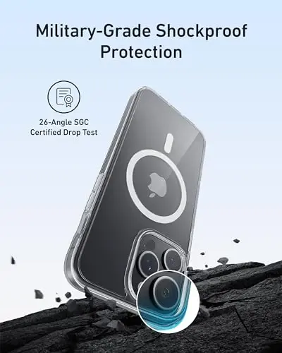 Anker for iPhone 15 Plus Case, Compatible with MagSafe, Military-Grade Protection, Yellowing Resistant, Scratch-Resistant Back, Magnetic Phone Case for iPhone 15 Plus Classic Series, Clear, A90H2 - 3