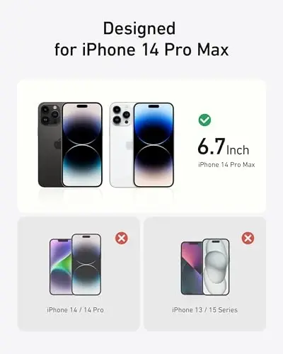 Anker iPhone 14 Pro Max uchun magnit halqali stend, silikon barmoq halqali ushlagich, harbiy standartga muvofiq tushish sinovidan o'tgan, MagSafe bilan mos, o'rnatilgan tirgak, yumshoq qirrali barmoq izlariga qarshi, pushti - 6