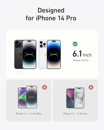 Anker iPhone 14 Pro uchun magnitli halqa tayanchi, silikon barmoq halqasi ushlagichi, harbiy darajadagi tushish sinovidan o'tgan, MagSafe bilan mos, o'rnatilgan tirgak, yumshoq qirrali barmoq izlariga qarshi, pushti - 6