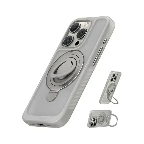 Anker iPhone 15 Pro uchun Magnetic Ring Stand g'ilofi, silikon barmoq uzuk ushlagichi, harbiy darajadagi tushish sinovidan o'tgan, MagSafe bilan mos, o'rnatilgan tirgak, barmoq izlariga qarshi, titan - ANKER