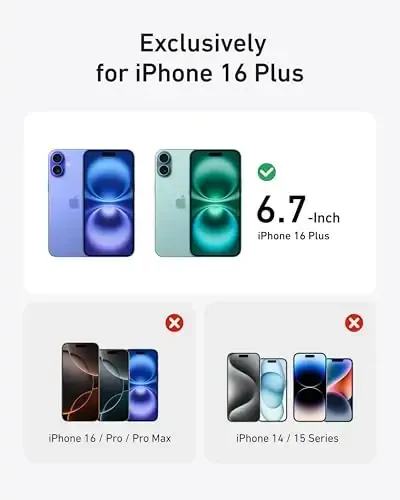 Anker iPhone 16 Plus uchun magnit halqali stend, silikon barmoq halqasi ushlagichi, harbiy darajadagi yiqilish sinovidan o'tgan, MagSafe bilan mos, o'rnatilgan tayanch, yumshoq qirrali barmoq izlariga qarshi, pushti - 6