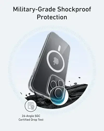 Anker MagGo Clear Magnetic Phone Case for iPhone 16, Ultra-Slim and Durable Protective Cover, Compatible with MagSafe, Clear Case Exclusively Designed for iPhone 16 - 4