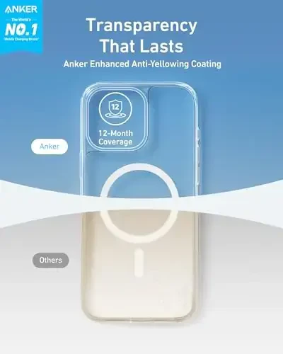 Anker MagGo Clear Magnetic Phone Case for iPhone 16, Ultra-Slim and Durable Protective Cover, Compatible with MagSafe, iPhone 16 uchun eksklyuziv tarzda ishlab chiqilgan shaffof g'ilof - ANKER (1)