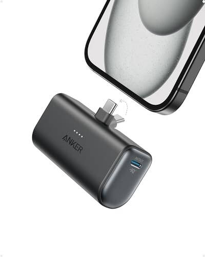 Anker Nano Güç Bankası Dahili Katlanabilir USB-C Bağlantısıyla, 5.000mAh Taşınabilir Şarj Cihazı 22.5W, iPhone 15/15 Plus/15 Pro/15 Pro Max, Samsung S22/23 Serisi, Huawei, iPad Pro/Air, AirPods ve Daha Fazlası İçin - 5