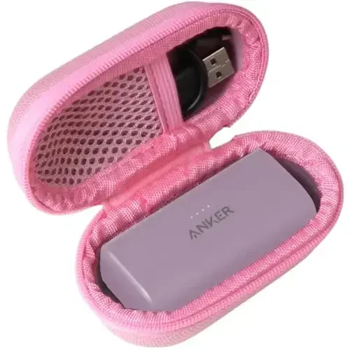 Adada Hard Travel Case for Anker Nano Power Bank, Portable Charger 5,000mAh (Pink) - ADADA
