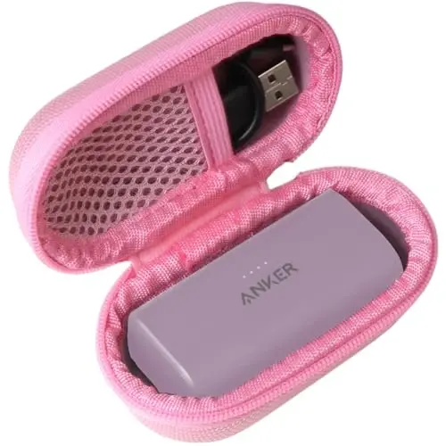 Adada Hard Travel Case for Anker Nano Power Bank, Portable Charger 5,000mAh (Pink) - 1