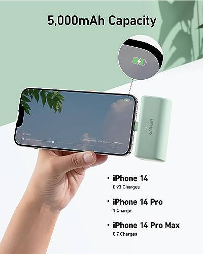 Anker Nano Taşınabilir Şarj Cihazı iPhone için, Dahili MFi Sertifikalı Şimşek Bağlantısı ile, 5,000mAh 12W Güç Bankası, iPhone 14/14 Pro / 14 Plus, iPhone 13 ve 12 Serisi ile Uyumlu (Siyah) - 6