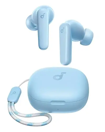 Soundcore by Anker P20i True Wireless Earbuds, 10mm Drivers with Big Bass, Bluetooth 5.3, 30H Long Playtime, Water-Resistant, 2 Mics for AI Clear Calls, 22 Preset EQs, Customization (Light Blue) - 1