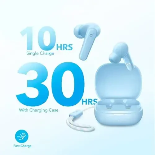 Soundcore by Anker P20i True Wireless Earbuds, 10mm Drivers with Big Bass, Bluetooth 5.3, 30H Long Playtime, Water-Resistant, 2 Mics for AI Clear Calls, 22 Preset EQs, Customization (Light Blue) - 4