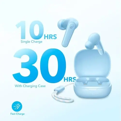 Soundcore by Anker P20i True Wireless Earbuds, 10mm Drivers with Big Bass, Bluetooth 5.3, 30H Long Playtime, Water-Resistant, 2 Mics for AI Clear Calls, 22 Preset EQs, Customization (Light Blue) - 4