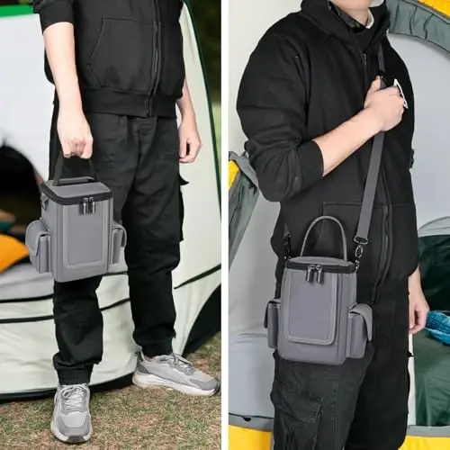 Anker Power Bank bilan mos keladigan yumshoq sumka, 60,000mAh PowerCore Reserve 192Wh, quvvat bankini zaryadlash uchun saqlash qutisi, ikkita cho'ntak batareya USB kabellari va aksessuarlar uchun (faqat quti) (kulrang) - 7