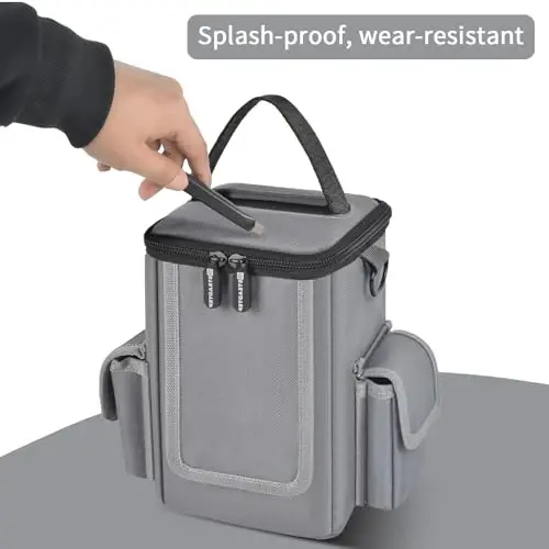 Soft Bag Compatible with Anker Power Bank, 60,000mAh PowerCore Reserve 192Wh, Charge Power Bank Storage Case Cover with Two Pockets for Battery USB Cables and Accessories (Box Only) (Grey) - 6