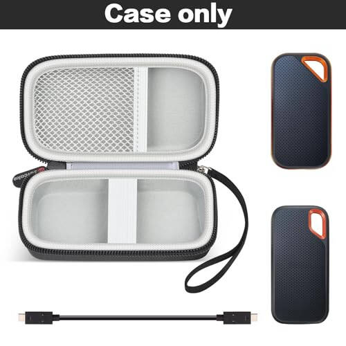 Case Compatible with SanDisk Extreme Pro/SanDisk Portable SSD 1TB 2TB 4TB 500GB External Solid State Drive，Travel Holder Protective Cover Storage Bag - Black (Box Only) - 2