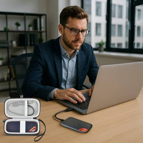 Case Compatible with SanDisk Extreme Pro/SanDisk Portable SSD 1TB 2TB 4TB 500GB External Solid State Drive，Travel Holder Protective Cover Storage Bag - Black (Box Only) - 6