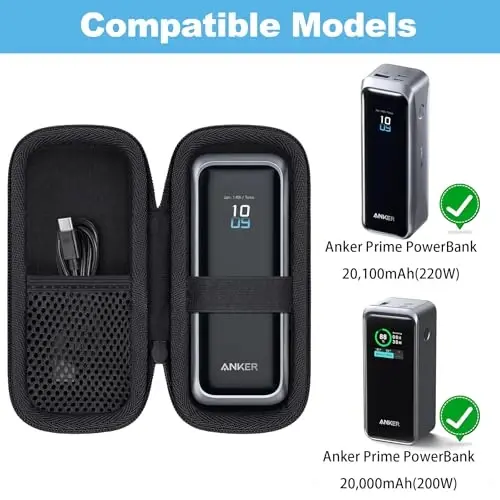 khanka Hard Travel Case for Anker Prime Power Bank, 20100mAh 220W(A110B) /20000mAh,200W(A1336),Case Only (Black) - KHANKA (1)